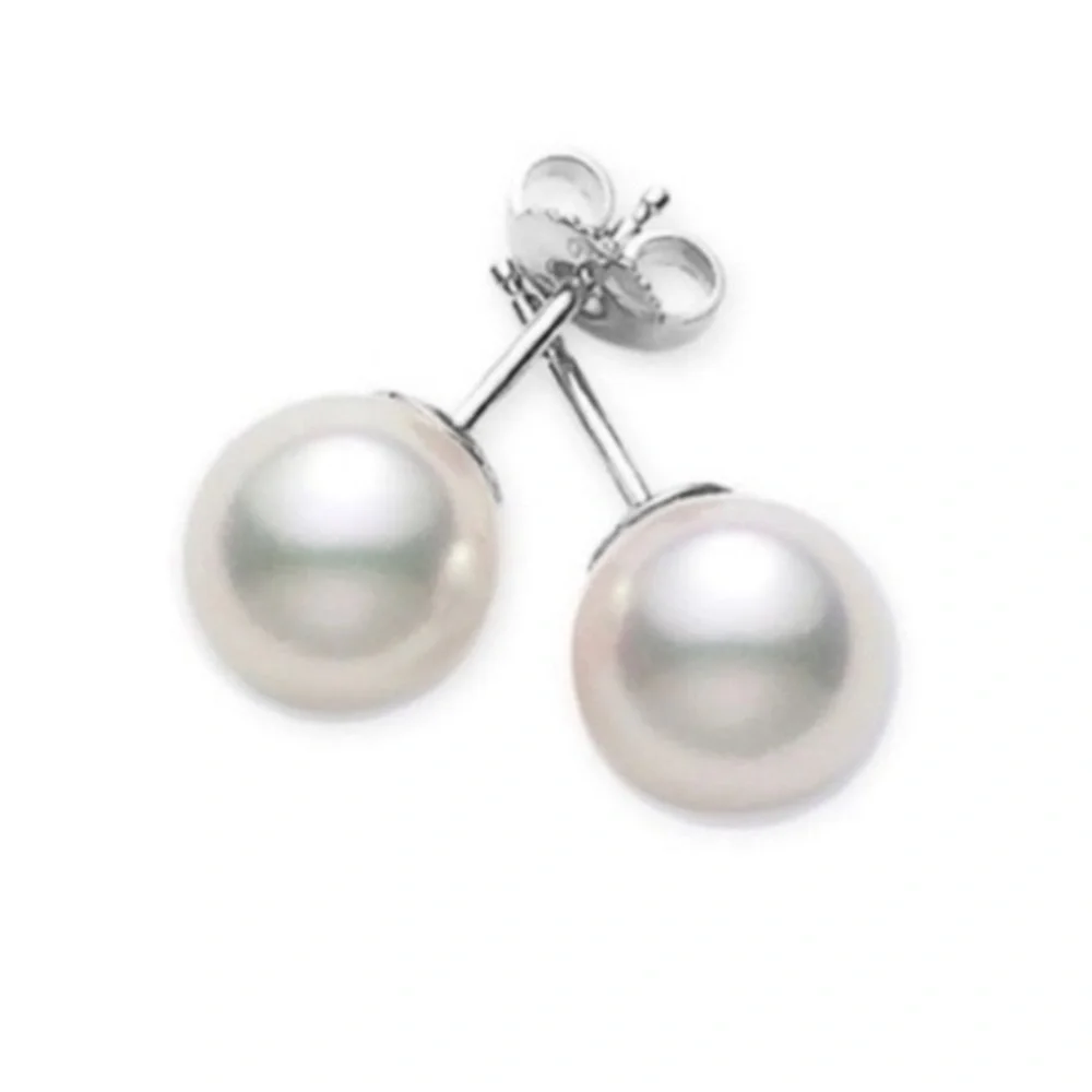 Renaissance Collection Freshwater 14k White Gold Pearl Stud Earrings 925